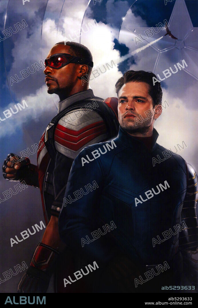 ANTHONY MACKIE and SEBASTIAN STAN in THE FALCON AND THE WINTER SOLDIER, 2021, directed by KARI SKOGLAND. Copyright MARVEL STUDIOS.