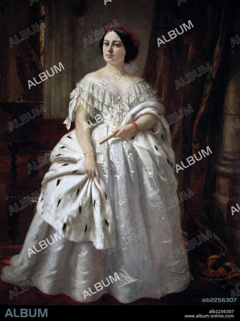 LAMADRID , TEODORA. ACTRIZ DE TEATRO ESPAÑOLA . 1821 - 1896. OLEO DE PRUDENT LOUIS LERAY. COLECCION PARTICULAR . MADRID.