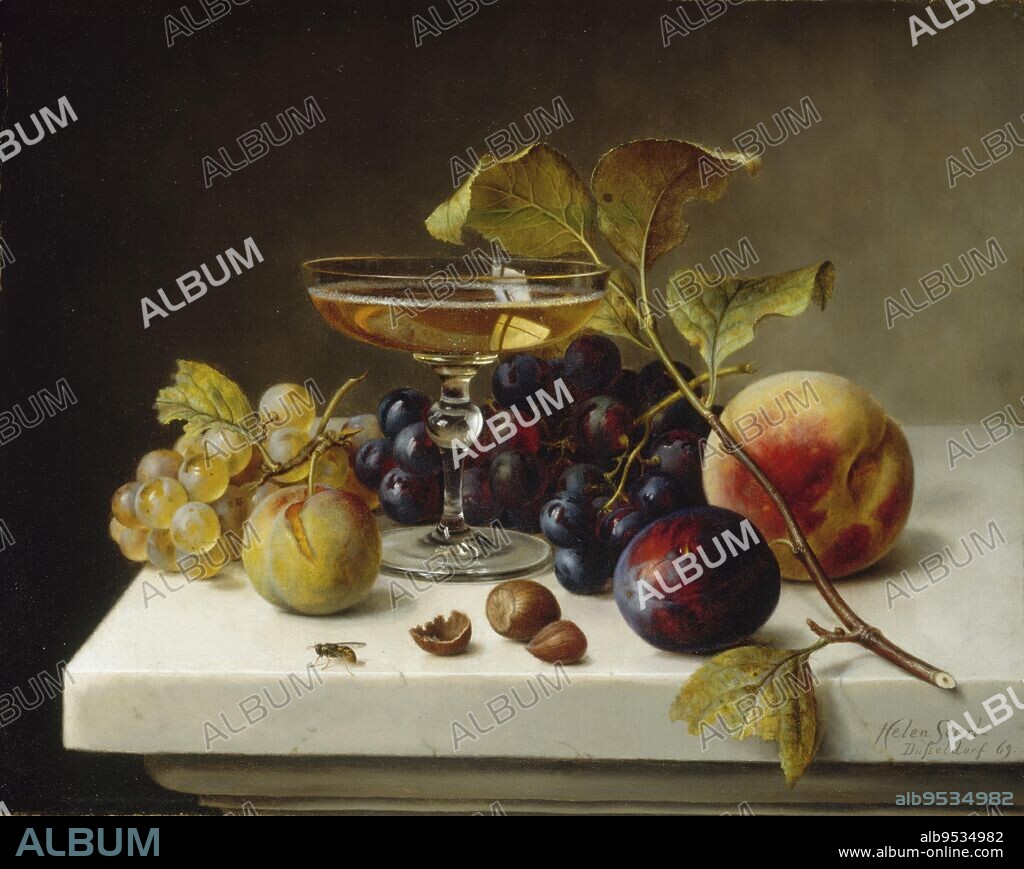 HELEN SEARLE. Still Life with Fruit and Champagne. Date: 1869. oil on canvas mounted on canvas.