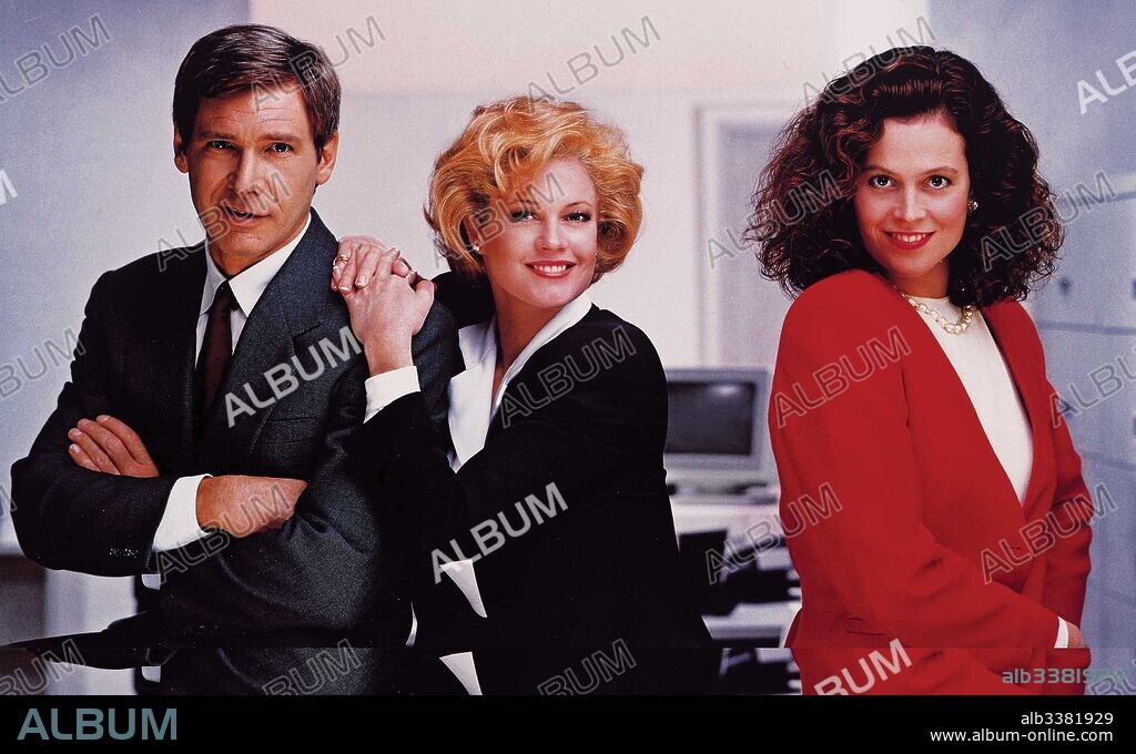 HARRISON FORD, MELANIE GRIFFITH et SIGOURNEY WEAVER dans WORKING GIRL - QUAND LES FEMMES S'EN MÊLENT, 1988 (WORKING GIRL), réalisé par MIKE NICHOLS. Copyright 20TH CENTURY FOX.