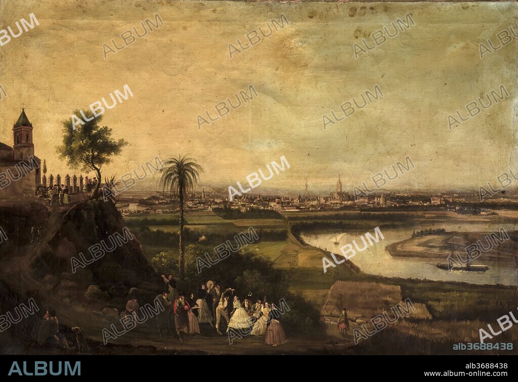 MANUEL BARRÓN Y CARRILLO. Manuel Barrón / "San Juan, Sevilla", Around 1850, Oil on canvas, 0.88 x 0.99 m.