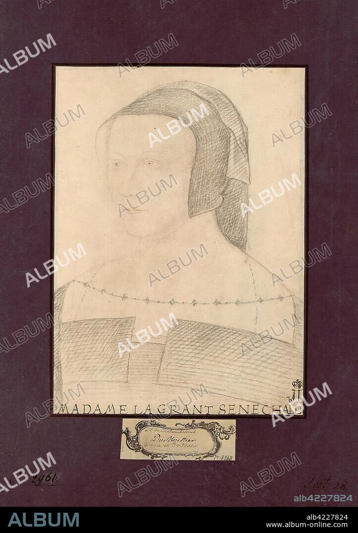 ANONYMOUS ARTIST, MID-16TH CENTURY. 'Portrait od Madame Diane de Poitiers (inscription "Madame La Grant Senechalle")'. France, circa 1546. Dimensions: 27,5x19,5 cm.