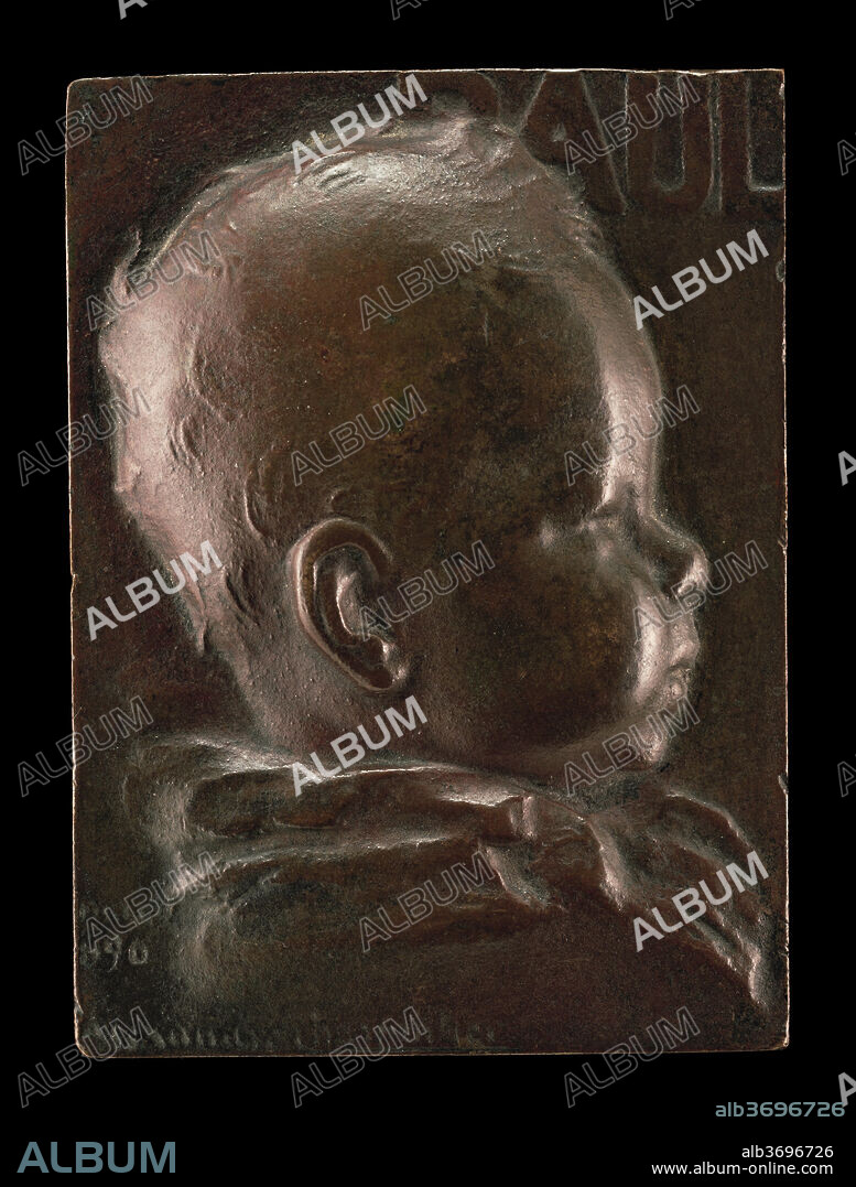 ALEXANDRE CHARPENTIER. Paul Fierens. Dated: 1896. Dimensions: overall (rectangular): 6.81 x 4.97 cm (2 11/16 x 1 15/16 in.)  gross weight: 64.03 gr (0.141 lb.). Medium: bronze.