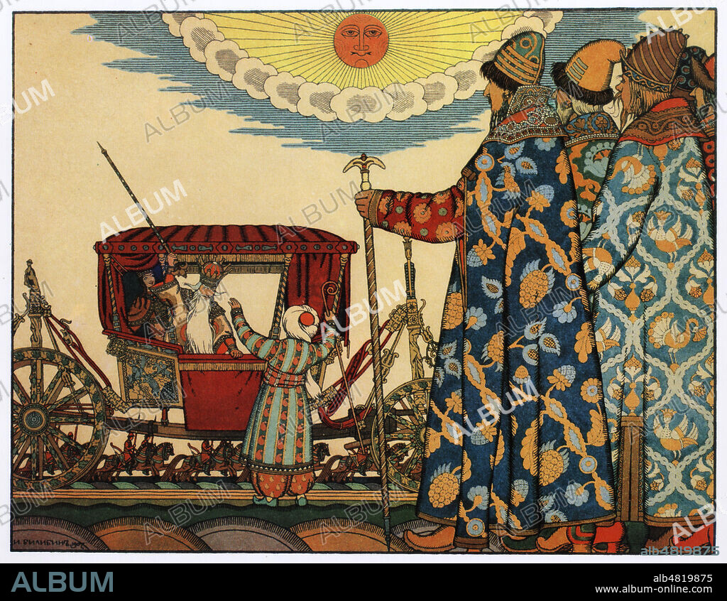 Le COQ d'OR conte populaire russe, par Alexandre POUCHKINE, illustre par Ivan BILIBINE , 1907. Credit KHARBINE TAPABOR.