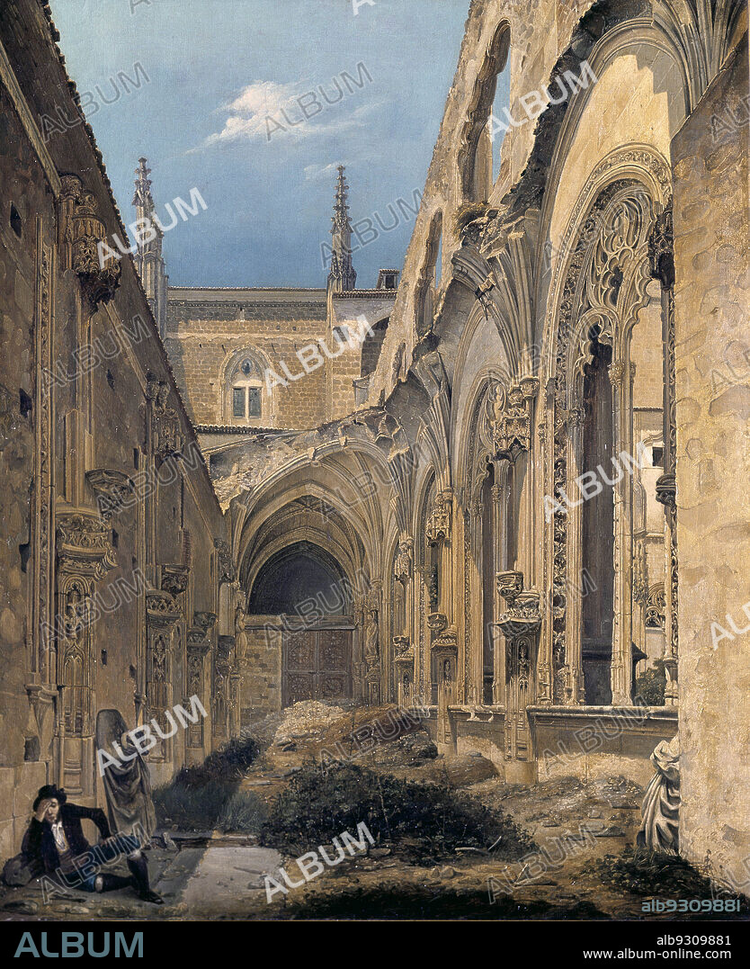 CECILIO PIZARRO. PIZARRO , CECILIO. PINTOR ESPAÑOL. TOLEDO - 1886. RUINAS CLAUSTRO SAN JUAN DE LOS REYES EN TOLEDO,1846. MUSEO ROMANTICO . MADRID.