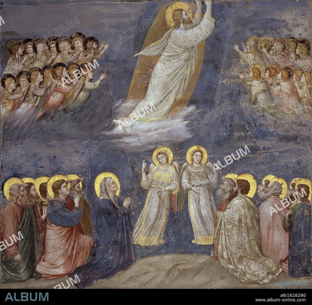 GIOTTO DI BONDONE. The Ascension  c.1305-13  Giotto (ca.1266-1337 Italian)  Fresco  Capella Scrovegni, Padua, Italy.