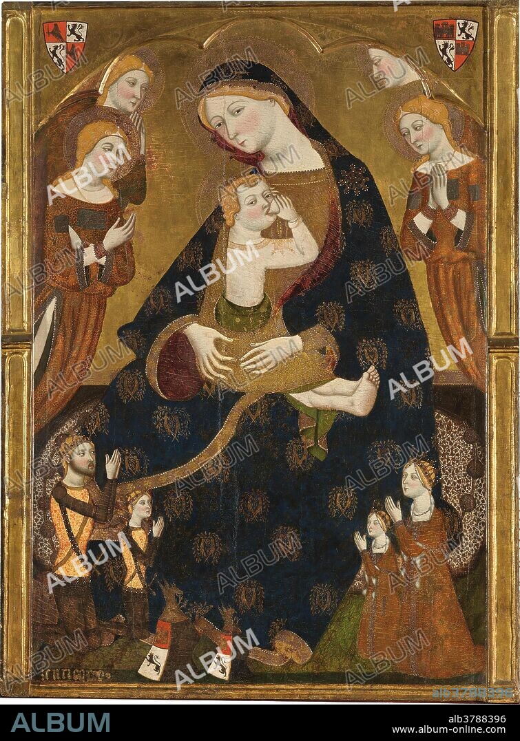 Jaume Serra / 'Virgen de Tobed con los donantes Enrique II de Castilla, su mujer, Juana Manuel, y dos de sus hijos, Juan y Juana(?)'. 1359 - 1362. Temple sobre tabla, 161,4 x 117,8 cm.