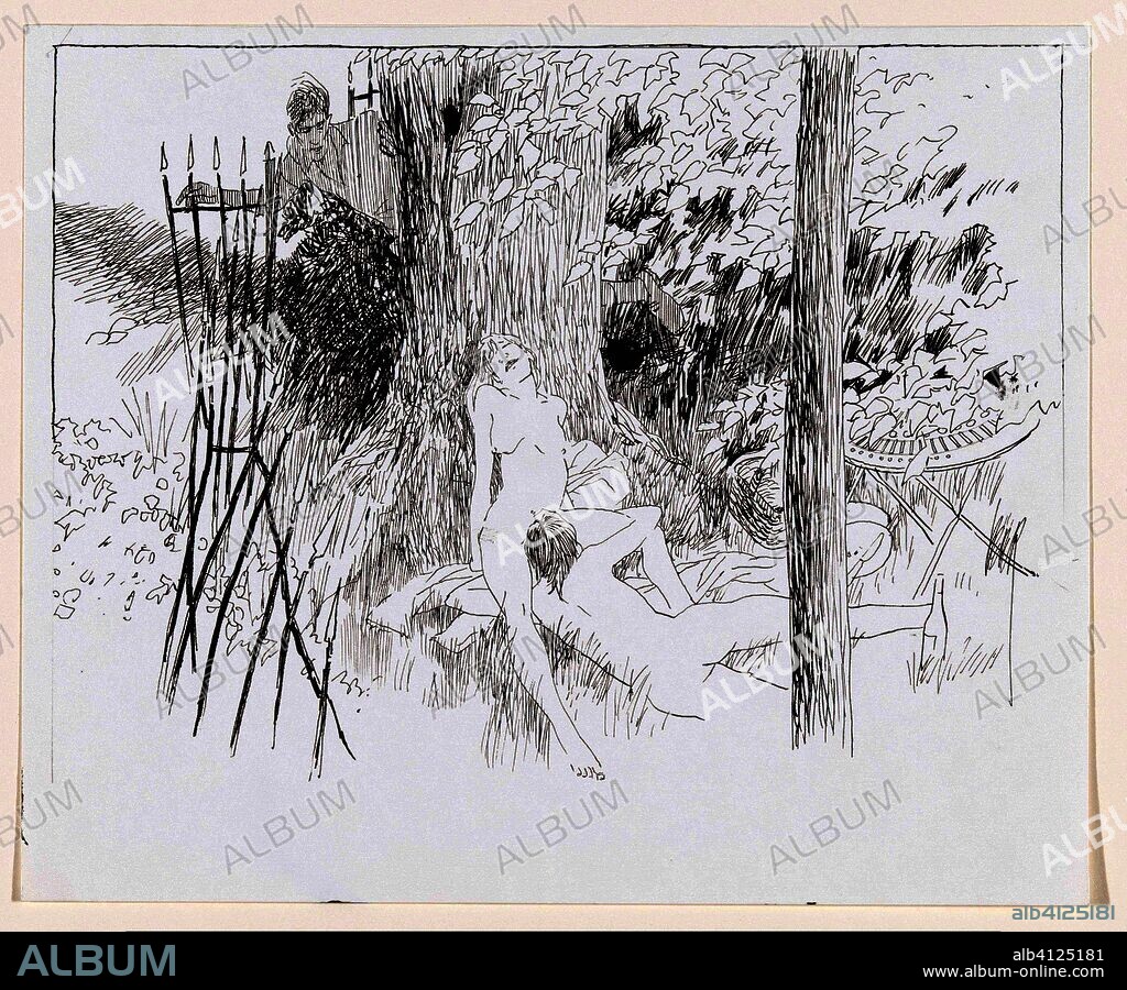 Déjeuner sur l'herbe (title on object). Print maker: Peter van Straaten (signed by artist). Dating: c. 1984. Place: Amsterdam. Measurements: h 250 mm × w 310 mm.