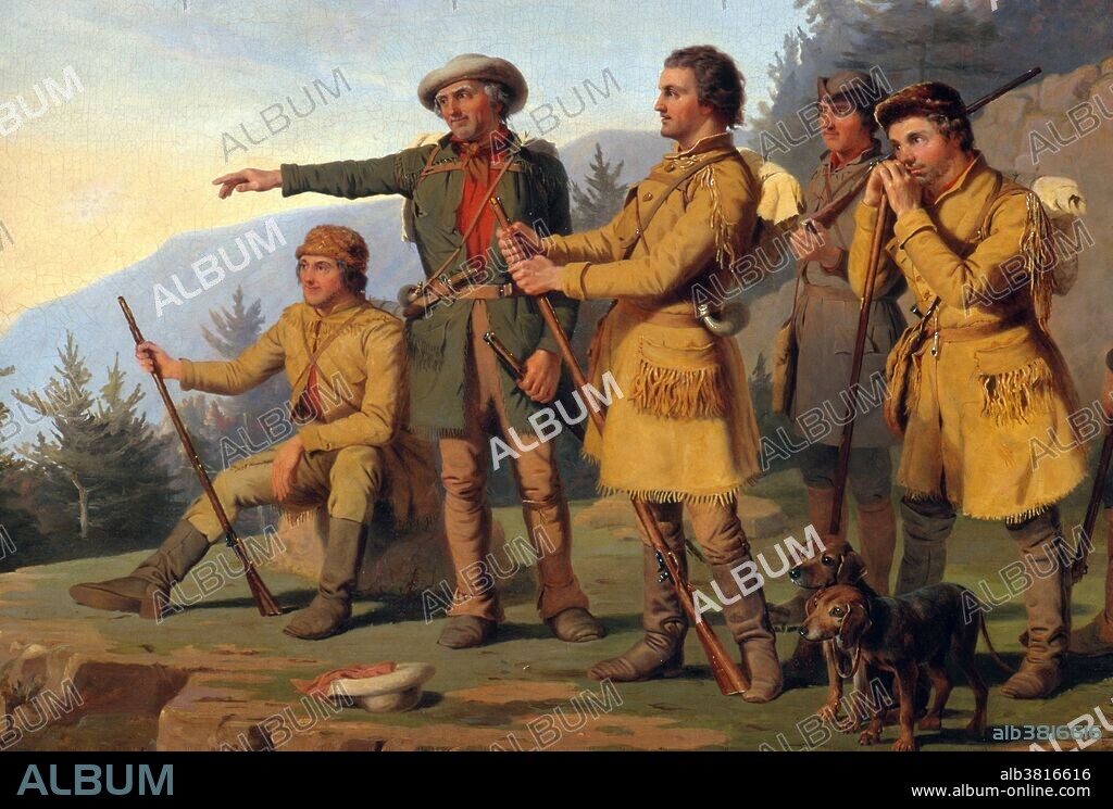 Painting by William Ranney illustrating Boone's first view of Kentucky. Daniel Boone (November 2, 1734 - September 26, 1820) was an American pioneer, explorer, and frontiersman whose frontier exploits made him one of the first folk heroes of the United States. Boone is most famous for his exploration and settlement of what is now the Commonwealth of Kentucky, which was then beyond the western borders of the settled part of the Thirteen Colonies. He was a militia officer during the Revolutionary War, which in Kentucky was fought primarily between the American settlers and the British-aided Native Americans. He was captured by Shawnee warriors in 1778, who after a while adopted him into their tribe. Later, he left the Indians and returned to Boonesborough to help defend the European settlements in Kentucky/Virginia. Following the war, Boone worked as a surveyor and merchant, but fell deeply into debt through failed Kentucky land speculation. Frustrated with the legal problems resulting from his land claims, in 1799 he emigrated to eastern Missouri, where he spent most of the last two decades of his life. He was a legend in his own lifetime, after an account of his adventures was published in 1784. He died in 1820 at the age of 85. His adventures, real and legendary, were influential in creating the archetypal Western hero of American folklore. In American popular culture, he is remembered as one of the foremost early frontiersmen.