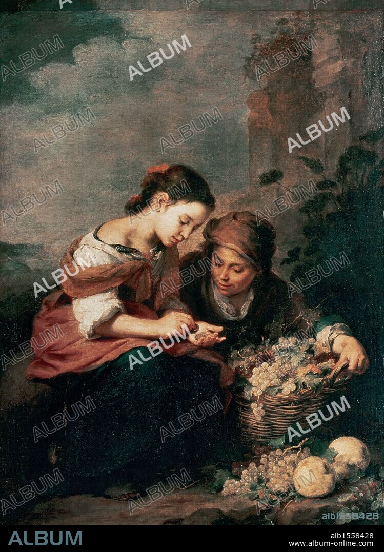 BARTOLOMÉ ESTEBAN MURILLO. ARTE BARROCO. ESPAÑA. MURILLO, Bartolomé Esteban (Sevilla,1617-1682). Pintor barroco español, el más representativo de la segunda generación de la escuela andaluza. "PEQUEÑA VENDEDORA DE FRUTA". Alte Pinakothek. Munich. Alemania.