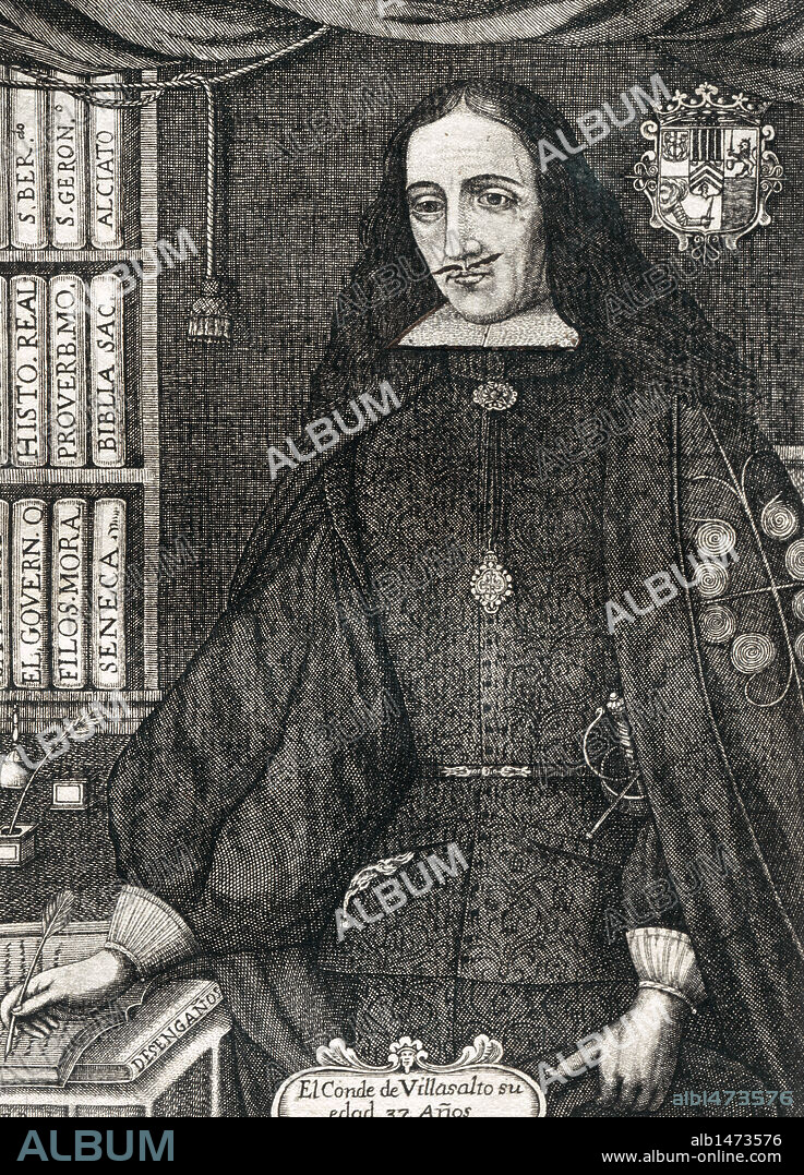 ZATRILLA, José, conde de Villasalto (Cagliari, 1648-?). Grabado del escritor a la edad de 37 años.