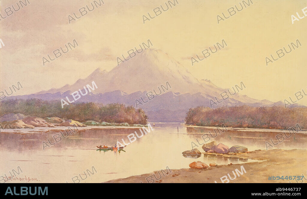 Mount Rainier, 19th century, Theodore J. Richardson, American, 1855 - 1914, 8 x 13 in. (20.32 x 33.02 cm), Watercolor on paper, United States, 19th century.