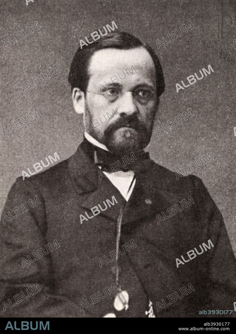 Louis Pasteur, French microbiologist and chemist, 19th century. Portrait of Pasteur (1822-1895), pioneering scientist who founded the science of microbiology, proved the germ theory of disease, invented pasteurisation, and developed vaccines for rabies and several other diseases.