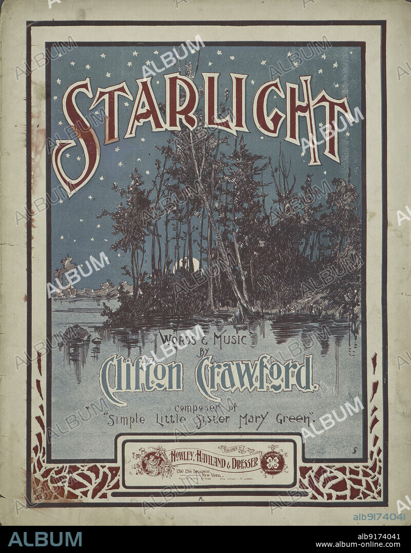 'Starlight (Starlight's ma gal)', 1901. 'Words & music by Clifton Crawford'. From a collection of sheet music, some examples of which depict African Americans in a derogatory way. Other examples are songs by white musicians purporting to be black.