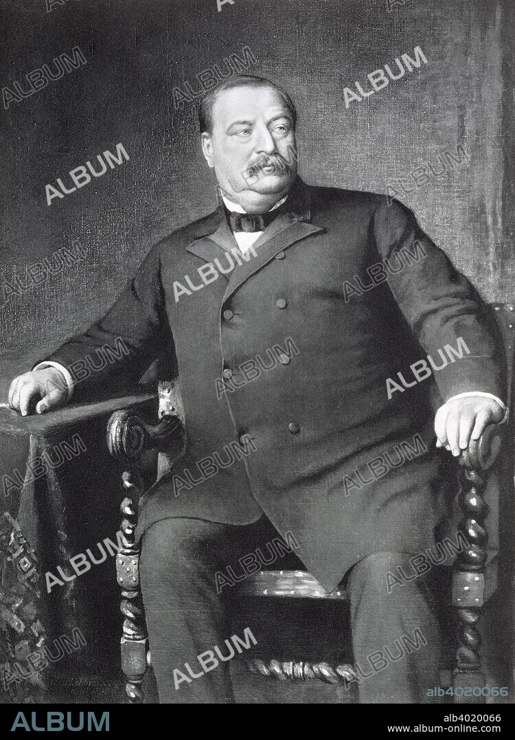 Grover Cleveland, 22nd and 24th President of the United States of America, (1901). Grover Cleveland (1837-1908) was twice President of the USA, from 1885-1889 and again from 1893-1897. He was the first Democrat to be elected President after the American Civil War and was also the only President to leave the White House and then be re-elected for another term later. He was defeated in the 1888 presidential election by Benjamin Harrison.