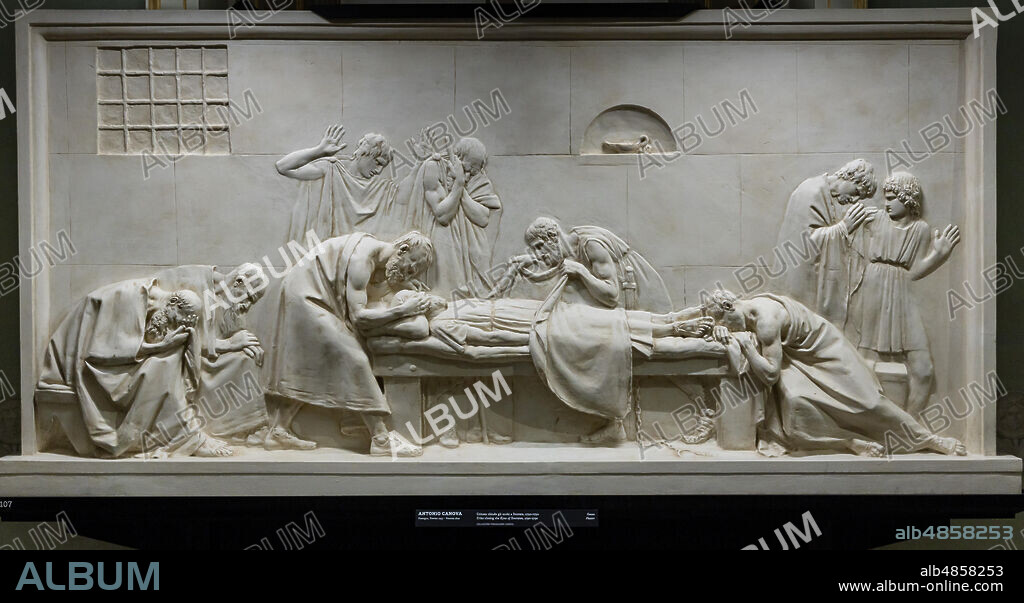 "Crito closing Socrates Eyes", 1790-92, by Antonio Canova (1757 - 1822), plaster.