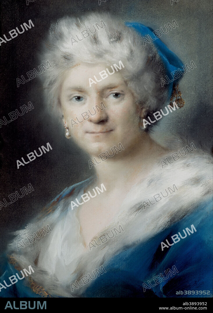 ROSALBA CARRIERA. Self-Portrait as "Winter". Date/Period: 1731. Painting. Pastel on paper. Height: 465 mm (18.30 in); Width: 340 mm (13.38 in).