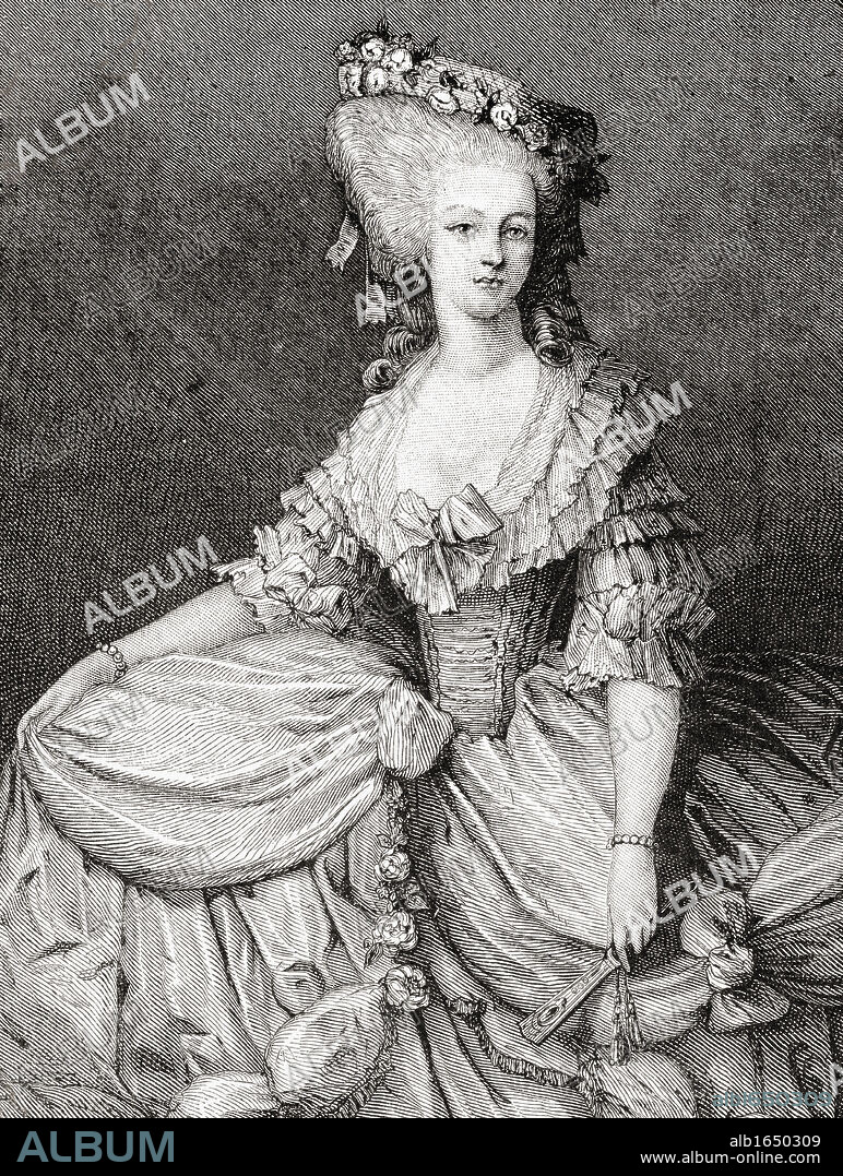 Princesse de Lamballe, Marie Therese Louise de Savoie-Carignan, 1749 - 1792. Intimate companion of Marie-Antoinette.Engraved by Pannemaker-Ligny after Viollat. From "Histoire de la Revolution Francaise" by Louis Blanc.