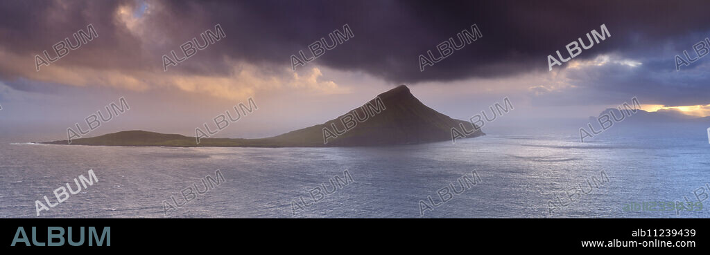 Koltur island from Streymoy Island, Faroe Islands (Faroes), Denmark, Europe.