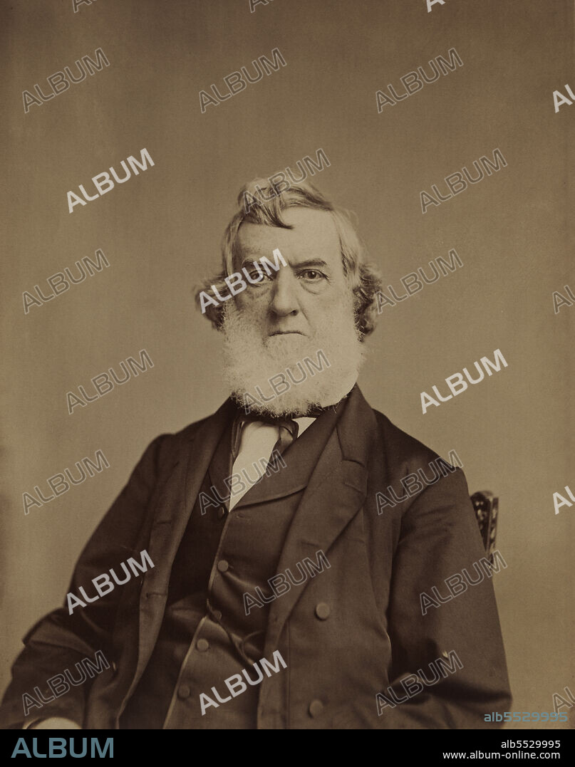 Gideon Welles (1802-1878), U.S. Secretary of the Navy 1861-69, half-length Portrait, Mathew B. Brady, 1865 .