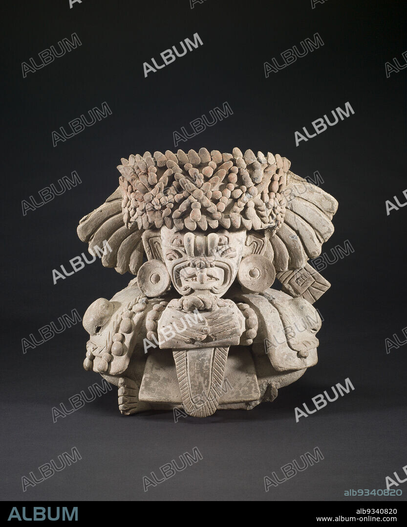 Vessel in the Form of a Seated Male Figure, Zapotec, Early Classic period, 250600, c.500600, Ceramic with pigment, Made in Oaxaca state, Mexico, North and Central America, Ceramics, containers, 13 1/2 x 14 x 11 in. (34.3 x 35.6 x 27.9 cm).