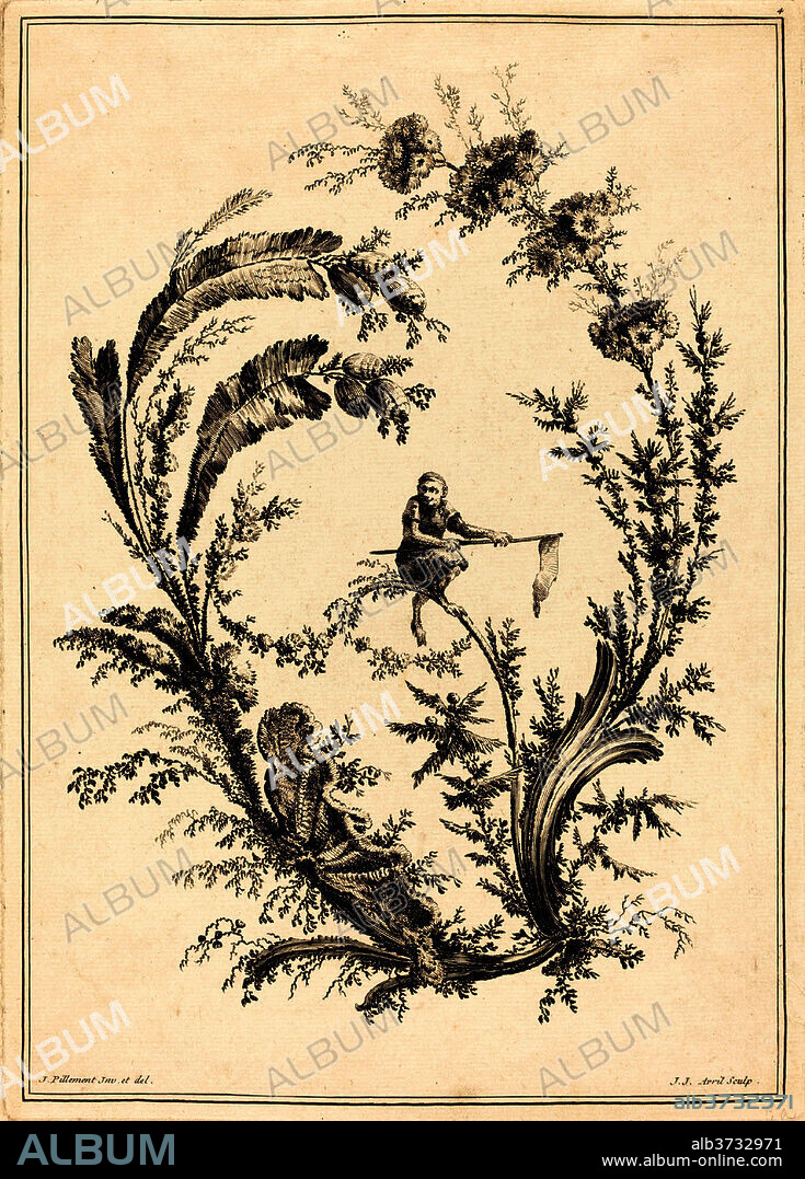 JEAN-JACQUES AVRIL I AFTER JEAN-BAPTISTE PILLEMENT. Ornament with a Monkey. Medium: etching and engraving.