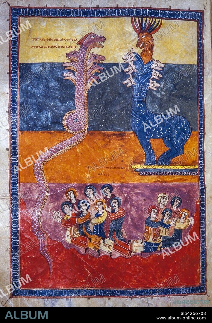 BEATO DE LIEBANA. Beato de Liébana / La bestia y el dragón son adorados, Comentario al Apocalipsis de San Juan (Commentarium in Apocalypsin).