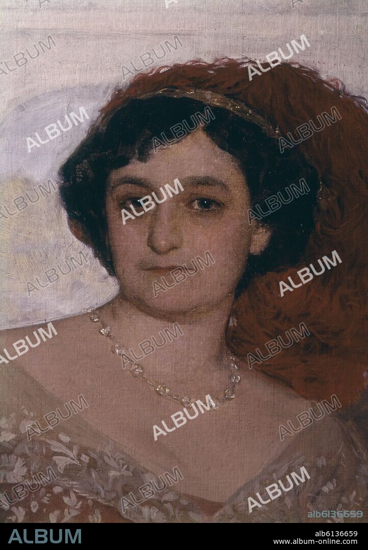 ANSELMO MIGUEL NIETO (1881-1964). MARIA GUERRERO 1868/1928 - ACTRIZ ESPAÑOLA Y EMPRESARIA TEATRAL-DETALLE DE LA CARA.