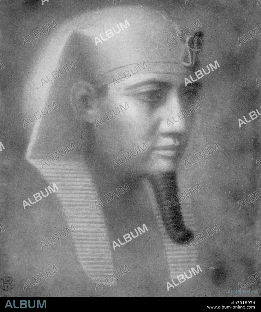 Khafre, Ancient Egyptian pharaoh of the 4th dynasty, 26th-25th century BC (1926). Khafre ruled from 2520 to 2494 BC. He ordered the building of the second largest of the Pyramids of Giza. A print from Kings and Queens of Ancient Egypt, portraits by Winifred Brunton, Hodder and Stoughton, London, 1926.