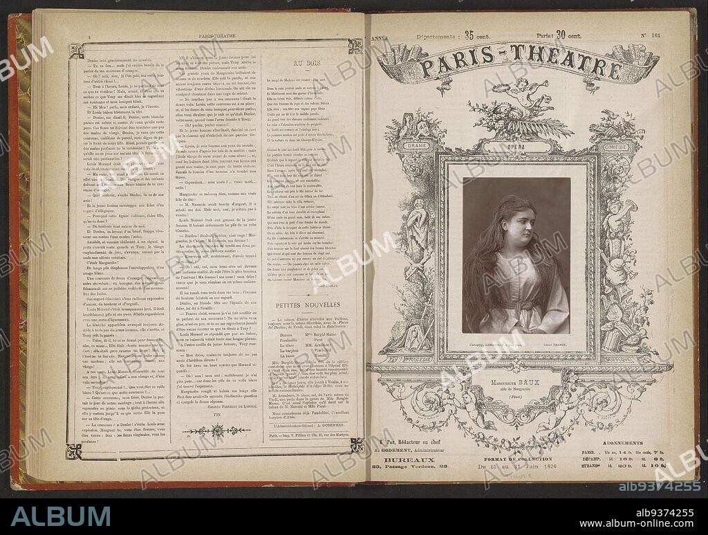 Portrait of Marguerite Baux as Marguerite in Faust, Marguerite Baux rôle de Marguerite (Faust) (title on object), François Marie Louis Franck (mentioned on object), Lemercier & Cie. (possibly), France, Parisprint maker: France, intermediary draughtsman: France, printer: Paris, c. 1871 - before 15-Jun-1876, paper, height 125 mm × width 87 mm.