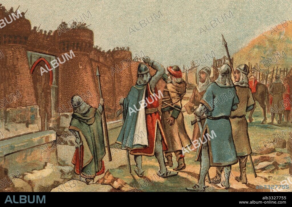 Historia de España. Primer sitio de Barcelona en el año 801 por el ejército franco de Ludovico Pío (778-840) en defensa de la Marca Hispánica.