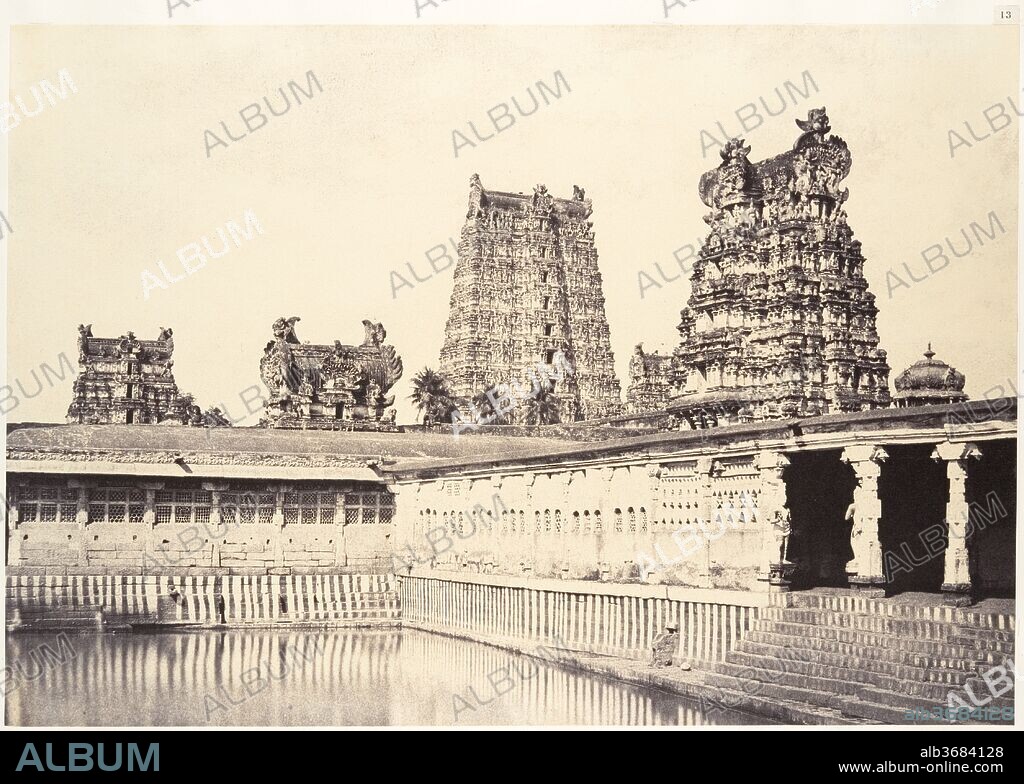 View of the Sacred Tank in the Great Pagoda. Artist: Linnaeus Tripe (British, Devonport (Plymouth Dock) 1822-1902 Devonport). Dimensions: Image: 25.8 x 35.1 cm (10 3/16 x 13 13/16 in.)
Mount: 45 x 57 cm (17 11/16 x 22 7/16 in.). Date: January-March 1858.