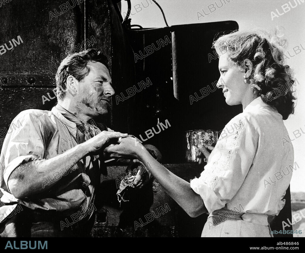KENNETH MORE and LAUREN BACALL in FLAME OVER INDIA, 1959 (NORTH WEST FRONTIER), directed by J. LEE THOMPSON. Copyright RANK.
