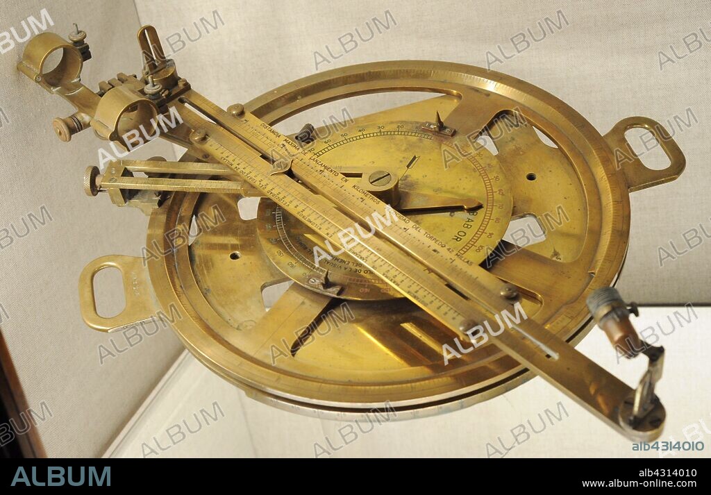 Vickers triangular aiming group for the launch of Whitehead torpedoes of 533.4 mm (ca.1925). Used on Prince Alfonso class cruisers and on Churruca class destroyer of the Spanish Navy. Naval Museum. Madrid. Spain.