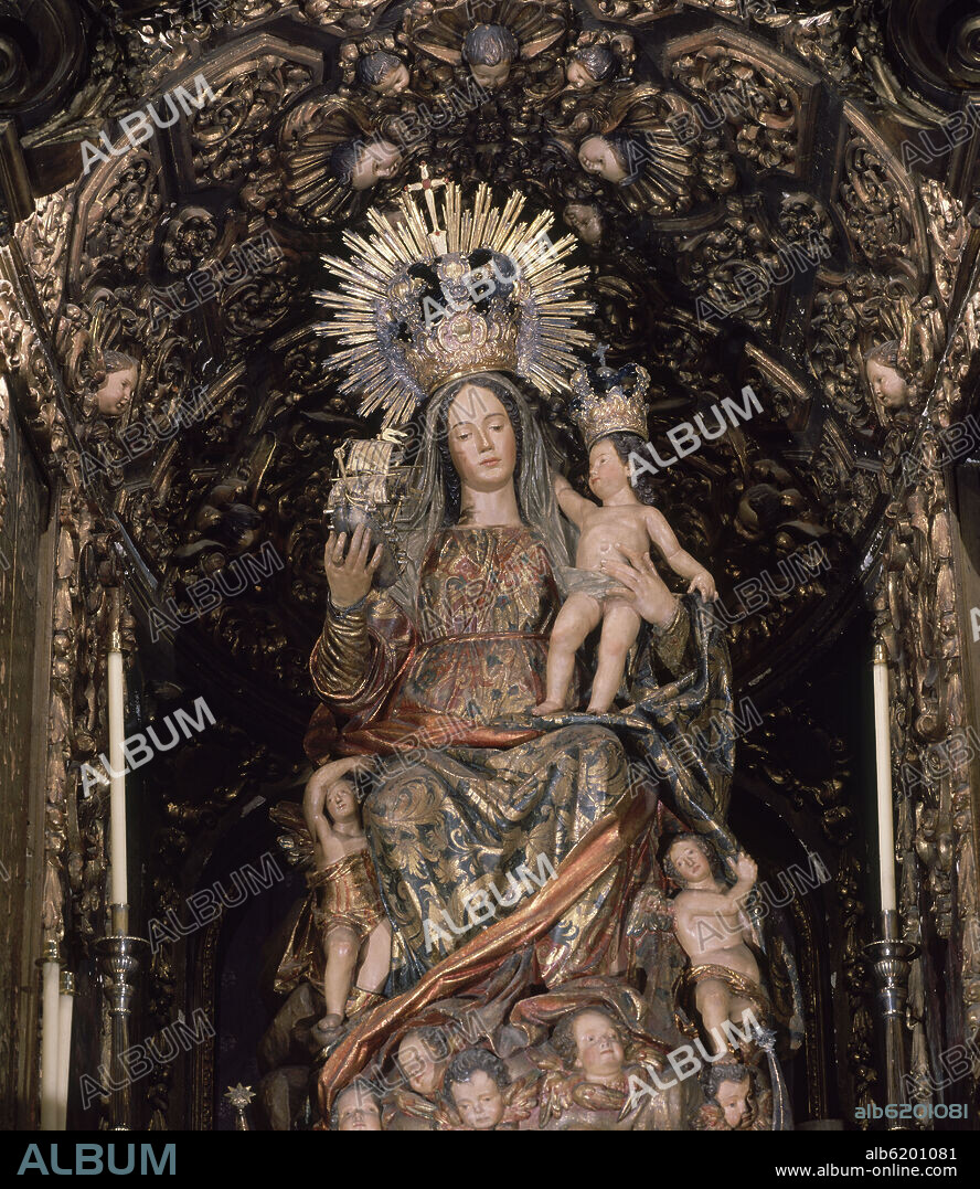 JUAN DE OVIEDO (1565-1625). VIRGEN DEL BUEN AIRE SITUADA EN LA CAPILLA DEL PALACIO DE SAN TELMO - SIGLO XVII - BARROCO ESPAÑOL.