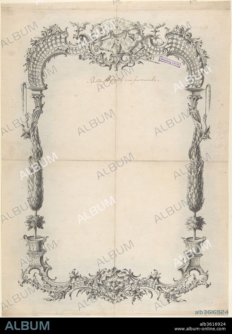 Design for Frame with Trees and Trellises. Artist: Johann Oktavian Salver (German (active Würzburg) 1732-1788). Dimensions: 18 1/8 x 13 3/16 in.  (46.1 x 33.5 cm). Date: 1755.