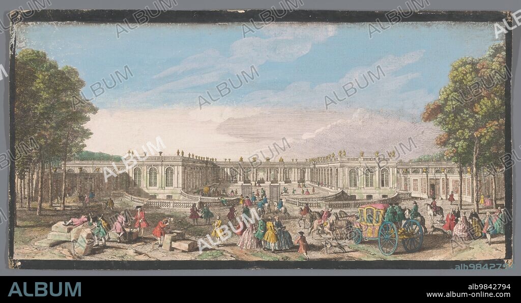 JACQUES RIGAUD and ANON. View of the front of the Grand Trianon in the garden of Versailles, 1700-1799.