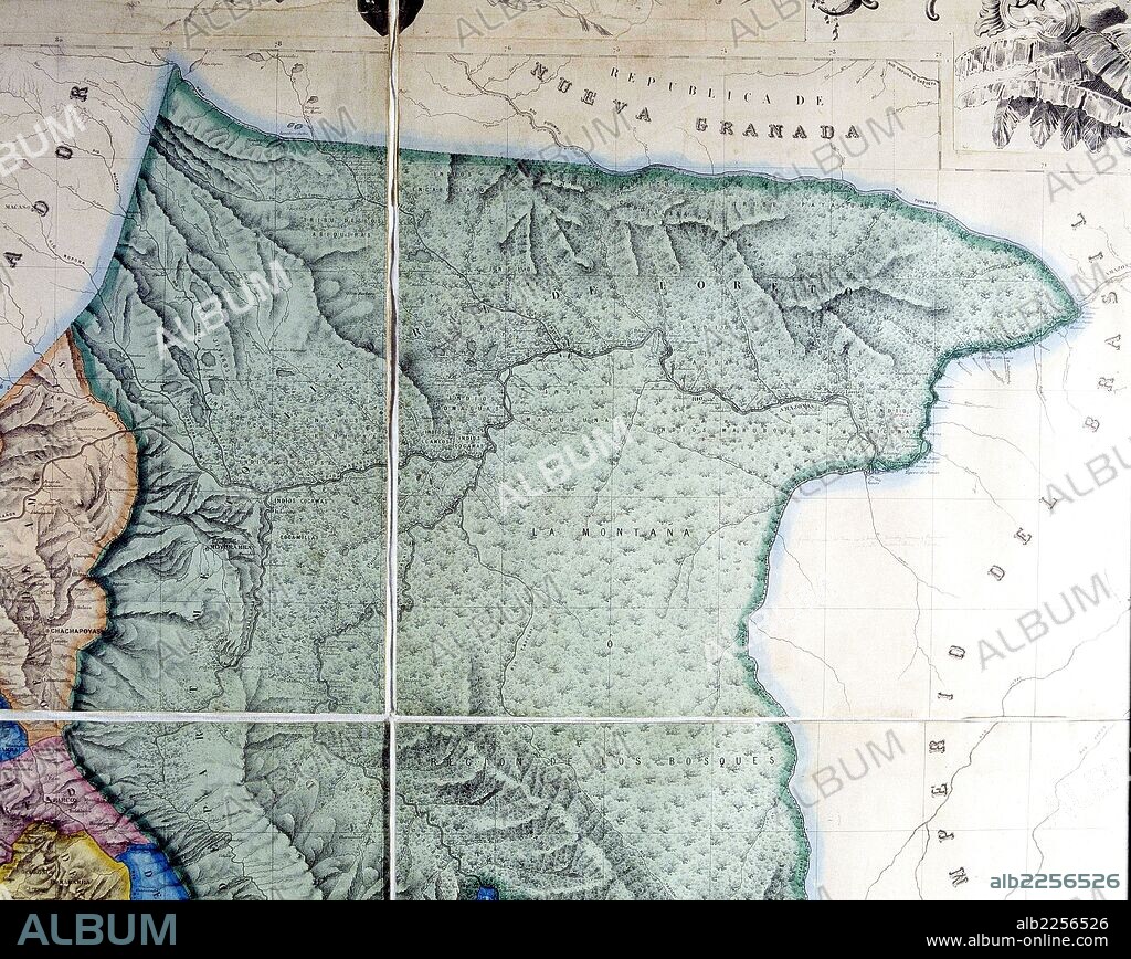 MARIANO FELIPE PAZ SOLAN. CARTOGRAFIA. MAPA DE PERU. REALIZADO POR MARIANO FELIPE PAZ SOLDAN , AÑO 1864. SERVICIO GEOGRAFICO DEL EJERCITO. MADRID.