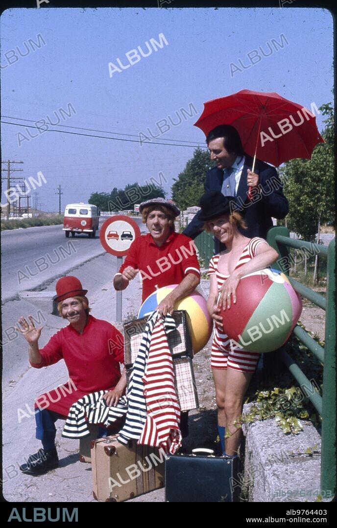 1975. Producción ABC.Una imagen de los payasos de la tele, Gaby, Fofó, Miliki y Fofito.