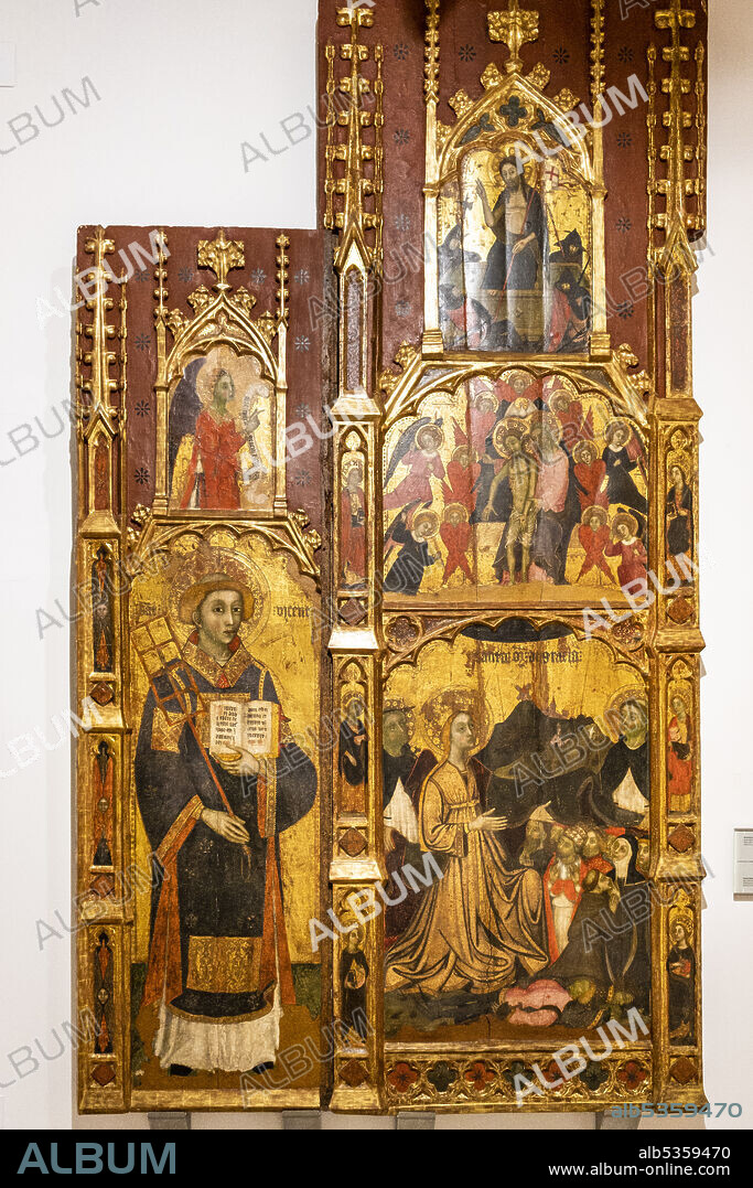 Our Lady of Gracia and Sant Vicenç, 15th century, Francesc Comes, tempera on panel, church of the convent of Santo Domingo, Palma, Mallorca, Balearic Islands, Spain.