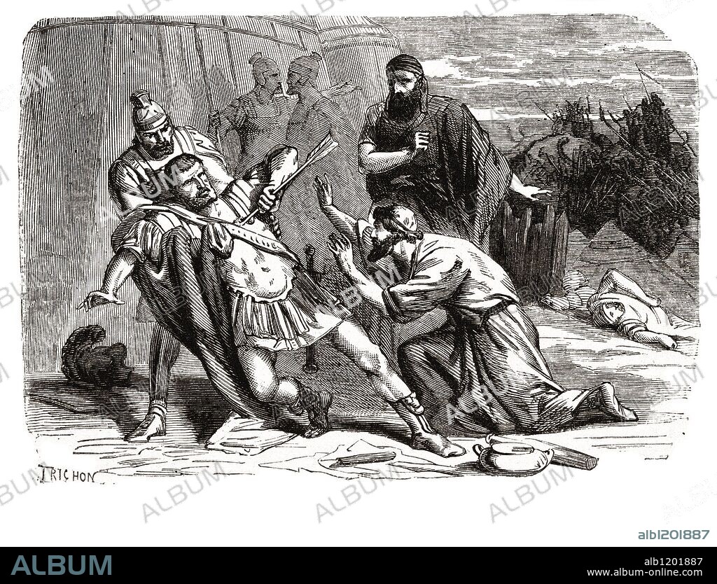 Flavio Claudio Juliano (331-363). Emperador romano, llamado el Apóstata. Muerto en su campaña contra los persas en el 363. Grabado de 1866.