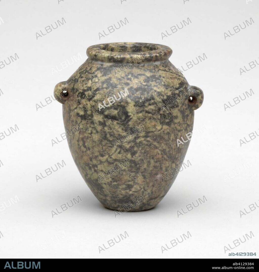 ANCIENT EGYPTIAN. Vessel with Lug Handles. Egyptian. Date: 4000 BC-2250 BC. Dimensions: 7.2 × 5.6 × 4.5 cm (2 7/8 × 2 1/4 × 1 3/4 in.). Stone. Origin: Egypt.