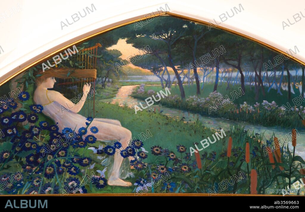 SANTIAGO RUSIÑOL. Santiago Rusiñol / "Al·legoria de la música" (Alegoría de la música), 1897, Pintura (óleo), Sitges, Barcelona, Cataluña, España.