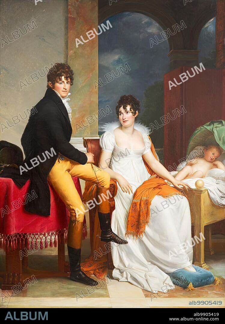 FRANÇOIS PASCAL SIMON. Moritz Christian Reichsgraf von Fries with his wife Maria Theresa Josepha, born Princess Hohenlohe-Waldenburg-Schillingsfürst, and the son Moritz, 1805. The sitters are Moritz Christian Reichsgraf Fries (1777-1826), his wife Maria Theresa, born Princess Hohenlohe-Waldenburg-Schillingfürst (1779-1819), and her son Moritz, born in 1804. Fries was one of the most important bankers and art patrons in Vienna in the 19th century.