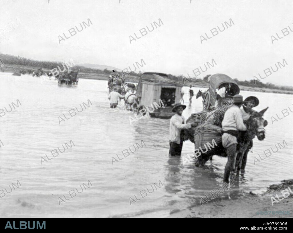 25 diciembre 1907. Incomunicación de Catarma y Coin. Cómo se Hace actualmente el servicio de comunicación y transporte desde Cártama, Coin y Pueblos Intermedios, Atravesando el Guadalhorce.