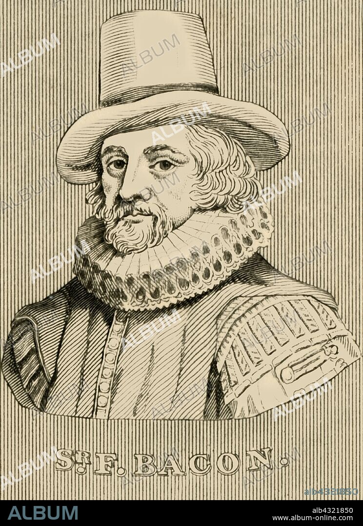 'Sir Francis Bacon', (1561-1626), 1830. Francis Bacon (1561-1626) English philosopher and statesman, Attorney General and Lord Chancellor of England.  From "Biographical Illustrations", by Alfred Howard. [Thomas Tegg, R. Griffin and Co., J. Cumming, London, Glasgow and Dublin, 1830].