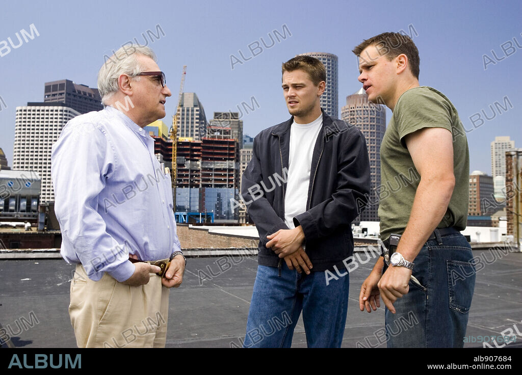 BOSTON, MATT DAMON, di caprio y Martin Scorsese. Leonardo DiCaprio, MARTIN SCORSESE y MATT DAMON en INFILTRADOS, 2006 (THE DEPARTED), dirigida por MARTIN SCORSESE. Copyright WARNER BROS PICTURES/VERTIGO ENTERTAINMENT/INITIAL ENTERTAIN / COOPER, ANDREW.