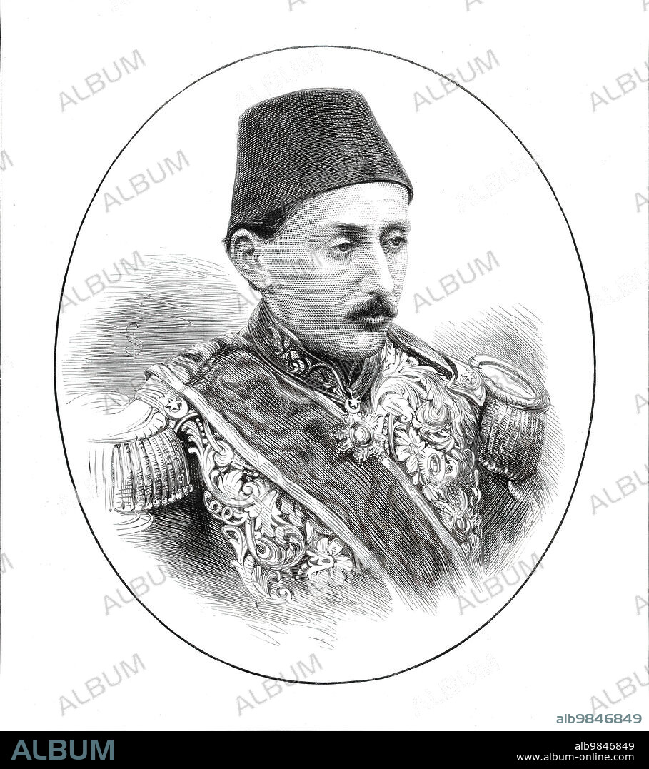 Murad V., the New Sultan of Turkey, 1876. '...Portrait of the new Sultan, Mourad V., [engraved] from the excellent photograph of him, by Messrs. W. and R. Downey, which was taken in July, 1867, when he came to England with his uncle, the late Sultan Abdul Aziz. Messrs. W. and R. Downey, of Eldon-square, Newcastle-on-Tyne, and of Ebury-street, Pimlico, in London, have long enjoyed a special reputation, gained in their art by the most frequent and successful portraiture of her Majesty [Queen Victoria] and the chief members of the Royal family. They have also produced satisfactory likenesses of many of the Royal and Imperial personages who have visited this country from foreign States. This portrait of Sultan Mourad is equally good, though it represents him as he appeared nine years ago'. From "Illustrated London News", 1876.