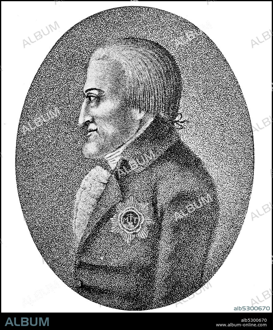 Johann Amadeus Franz de Paula Baron Thugut, March 8, 1736 - May 29, 1818, was an Austrian statesman  /  Johann Amadeus Franz de Paula Freiherr von Thugut, 8. März 1736 - 29. Mai 1818, war ein österreichischer Staatsmann, Historisch, historical, digital improved reproduction of an original from the 19th century / digitale Reproduktion einer Originalvorlage aus dem 19. Jahrhundert,.
