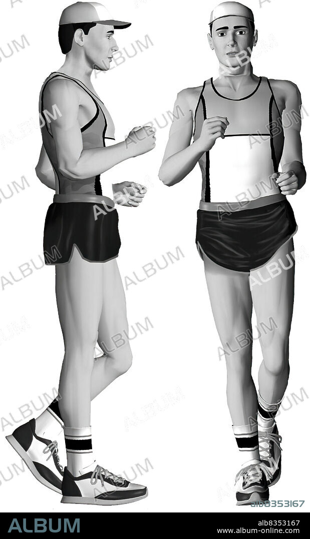 By using his upper leg muscles and transferring his center of gravity, the athlete moves his body forward. Elite walkers may walk faster than 15 km/h.